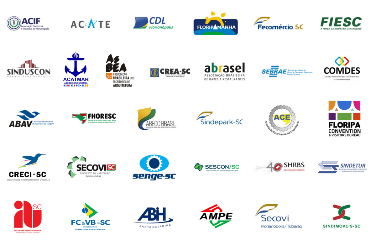 Logotipos das 31 entidades que assinaram o Manifesto de Criação do Floripa Sustentável